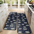thumbnail image 4 of Kitchen Rugs Sets Of 2,Dark Blue Daisy Flower Pattern Anti Fatigue Kitchen Mat Rugs Non Slip Washable,Decorative Kitchen Floor Mats for Kitchen,Sink,Laundry,17"x47"+17"x47", 4 of 5