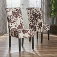 thumbnail image 2 of GDF Studio Thurber Contemporary Upholstered Dining Chairs, Set of 2, Brown and White Cow Pattern Velvet and Espresso, 2 of 12