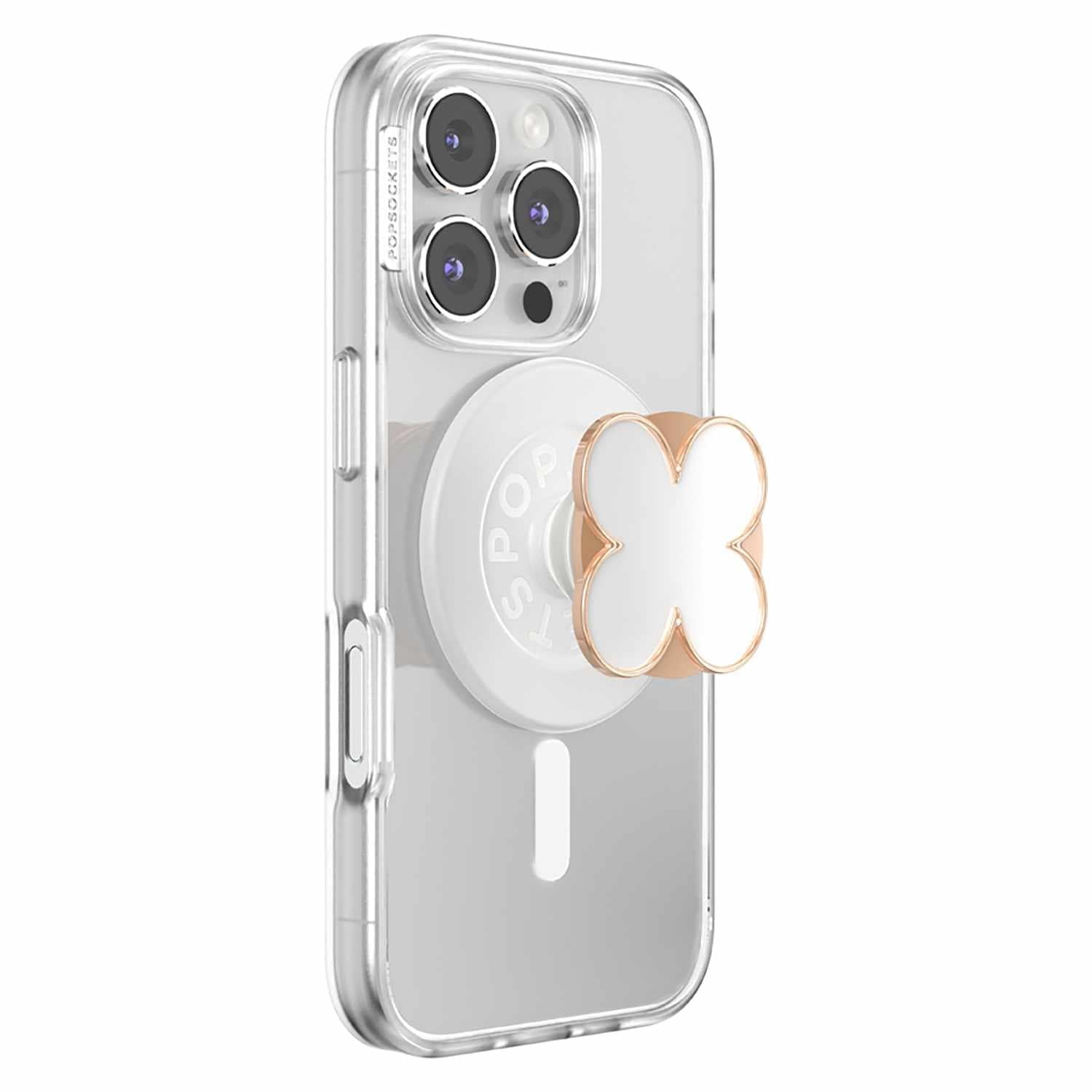 PopSockets PopGrip for MagSafe Round with Adapter Enamel Clover Rose Gold