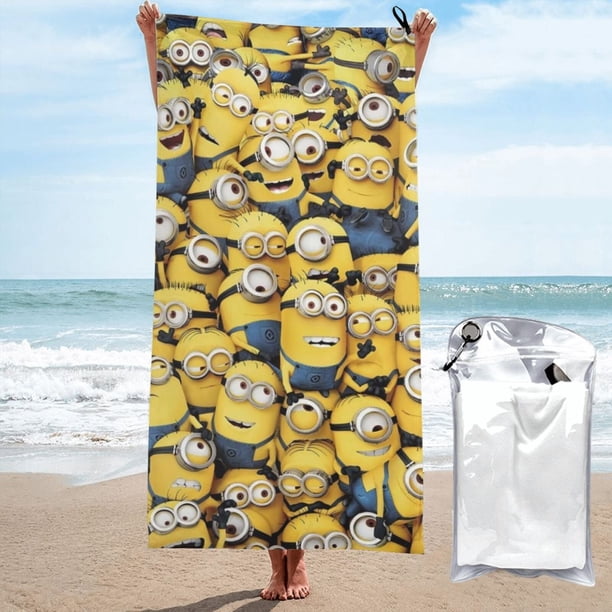 Toallas de playa de los Minions, toallas de baño absorbentes y ligeras de secado rápido, toalla de baño de microfibra ultra suave para viajes, playa, gimnasio, camping, yoga, picnics, piscina, 27,5 x