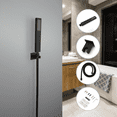 thumbnail image 4 of Brass Bathroom Square Shower Set Home Hotel Wall-Mounted Gold Fixed Bracket Hand-Held Shower Head with Stainless Steel Hose (Black Set), 4 of 7