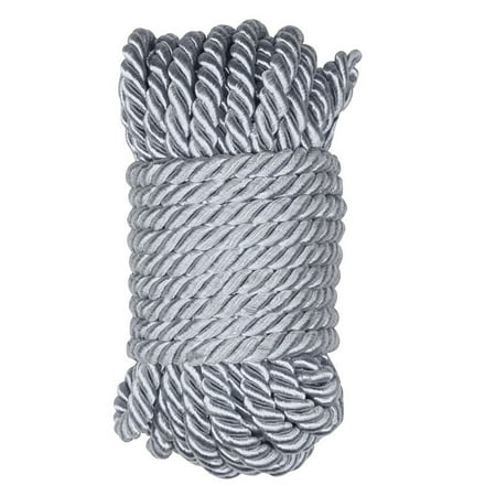 

Braided Twisted Silk Ropes 8mm Diameter Soft Solid Braided Twisted Ropes Decorative Twisted Satin Shiny Cord Rope for All Purpose and DIY Craft (Silver 1 Piece)