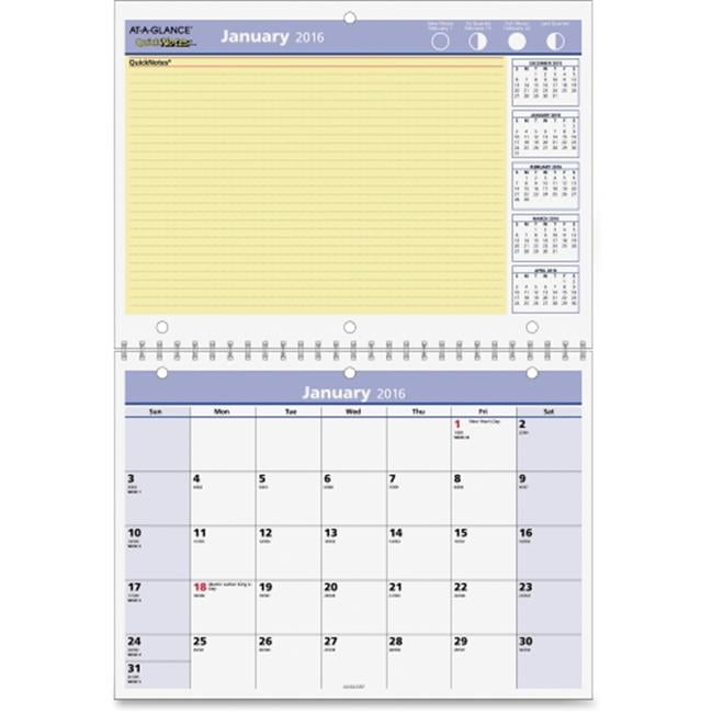 AtAGlance AAGPM5028 Quick Notes Monthly Wall Calendar