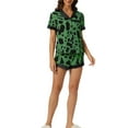 thumbnail image 2 of INSPIRE CHIC Women's Loungewear Sleepwear Button Down Shirt with Shorts Summer Pajama Sets L Green Leopard, 2 of 6