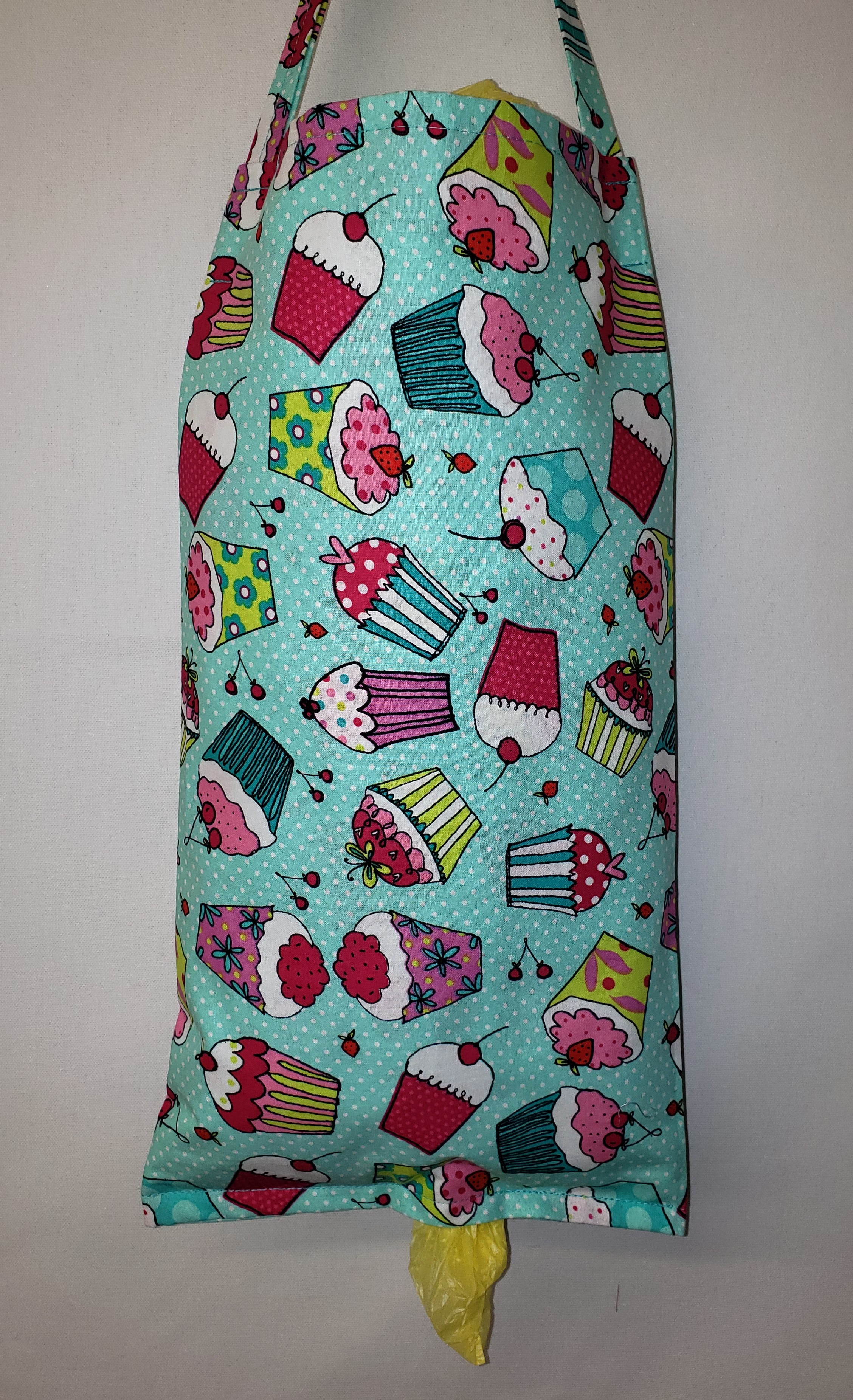 Teal Cupcake Grocery Plastic Shopping Bag Holder