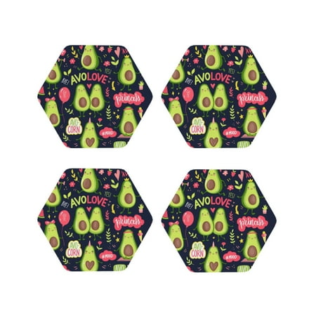 

Naloa Avocado Love Leather Coasters for Drinks Durable Drink Coasters 4 Set for Tabletop Protection Luxurious Home Décor and Housewarming Gift ( {designName})Hexagon