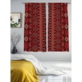 thumbnail image 3 of Bohemian Texture Sheer Curtains 2 Panels Set Abstract Red Black Geometric National Ethnic Tribal Sheer Window Curtains Light Filtering Rod Pocket Voile Drapes for Bedroom Living Room 52"X72", 3 of 8