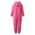 thumbnail image 3 of BFHHYA Girls' Fuzzy Onesie Sleepwear Long Sleeve Full Zip Cat-Ear Hooded Jumpsuit Sleepwear Loungewear for At-Home Play & Sleep, 3 of 6
