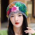 thumbnail image 3 of Hsqqdc 1 Piece Vintage Flower Crochet Hollow Beanie for Women, Lightweight Breathable Knit Hat for Summer Wear, 3 of 7