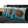 thumbnail image 2 of Ambesonne Turtle Throw Pillow Cover 4 Pack, Sea Animal Caribbean, 16", Turquoise Cinnamon, 2 of 6