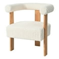 thumbnail image 6 of White Mid-Century Modern Barrel Accent Chair - Teddy Velvet Boucle Upholstery, Armrest Design, Rubber Wood Legs for Kitchen/Living Room/Bedroom, 6 of 19