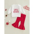 thumbnail image 3 of Toddler Baby Girls Clothes Christmas Outfits 6M 12M 18M 24M 3Y Letter Print Long Sleeve Sweatshirt T-shirt Tops and Casual Flare Pants Set, 3 of 10