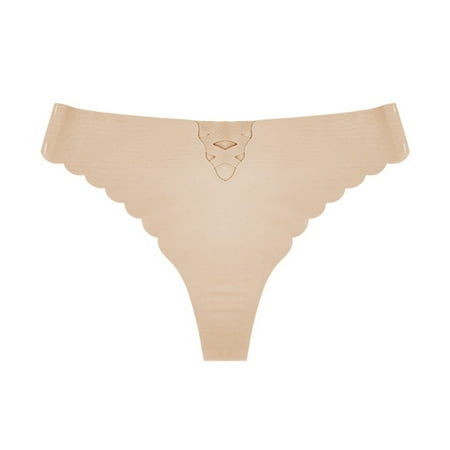 

sebtyili women ice silk underwear low waist seamless thong solid color hollow t pants