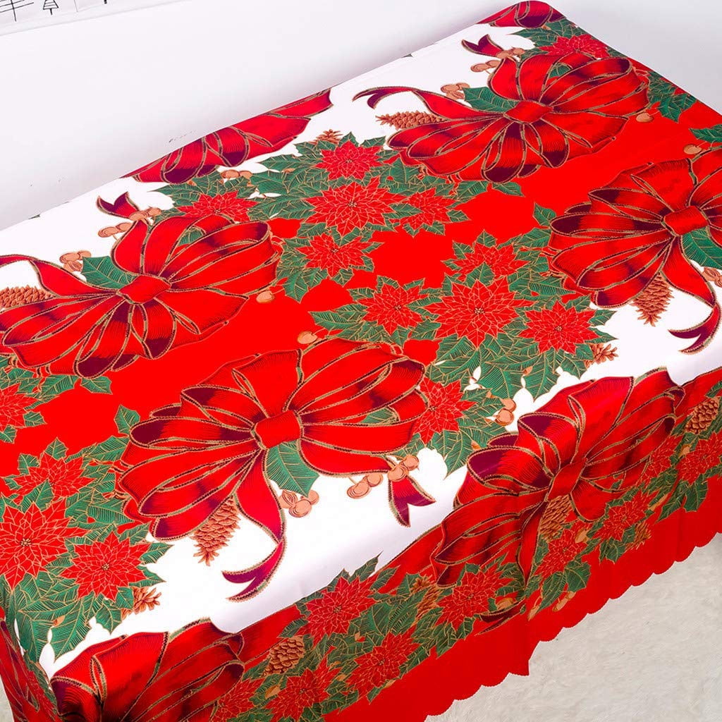 Christmas Red Pattern Tablecloth Printed Square Decorative Table Cloth