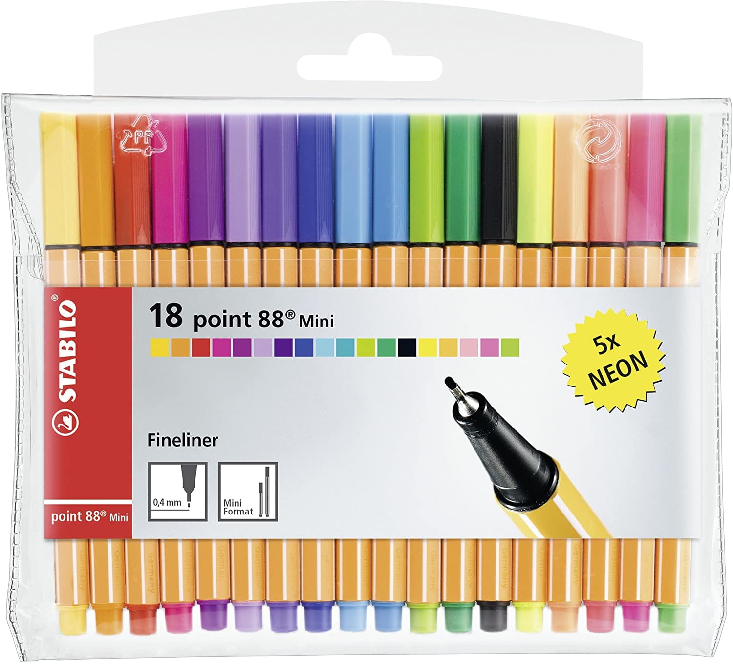 Stabilo Point 88 Mini Fineliner Pens , Set of 18 , Multicolored