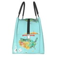 thumbnail image 4 of Lsque USA Tourist Map Pattern Portable Insulation Lunch Bag, Insulated Food Delivery Bag, Meal Grocery Tote Insulation Bag Large Capacity Reusable Warming Bag, 4 of 9