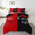 thumbnail image 2 of Manfei Mr Mrs Full Size Comforter Sets,Couple Valentine Day Bedding Comforter Set,Red Black Bedding Sets For Men Women,Ultra Soft Home Decor Reversible,3-Piece, 2 of 8