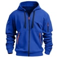 thumbnail image 7 of Mens Full Zip Hoodie Fleece Sweatshirt Contrast Zipper Pockets Casual Hooded Jacket, 7 of 7