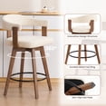 thumbnail image 7 of Joyyskill Swivel Bar Stools Set of 4, 26” Wood Counter Height Barstools with Curved Back, Mid Century Modern Chenille Upholstered Bar Chairs, Brown/Beige, 7 of 7