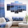 thumbnail image 1 of Long Exposure at Sunset over Rocks - Modern Beach Canvas Art Print, 1 of 3