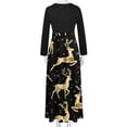 thumbnail image 4 of Long Sleeve Dress for Women Crewneck Christmas Print High Waist Patchwork Bohemian Long Maxi Dress Evening Gown Dress, 4 of 6