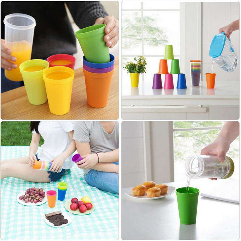 Chainplus Plastic Tumblers Set of 7 Plastic Drinking Cup 8 OZ Assorted  Colors Plastic Cups Dishwasher Safe Tumbler Cups Reusable Cups For Kitchen,  Party Unbreakable Adults Kids Cups 