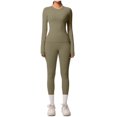 thumbnail image 2 of Ensemble de Yoga pour Femmes, Mode Décontractée Couleur Unie Manches Longues Col Rond Ajusté, Pantalons pour Femmes, 2 of 7