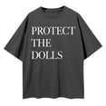 thumbnail image 3 of Trendfront Womens Protect The Dolls Graphic T Shirt Letters Print Crewneck Short Sleeve Tee Oversized Loose Fit Streetwear Casual Summer Tops, 3 of 3