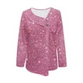 thumbnail image 4 of Jewelreauty Women Long Sleeve V Neck Shirts Printed Pullover Casual Button Cozy Tops Lightweight Outdoor Blouses (2XL, Pink-E), 4 of 5