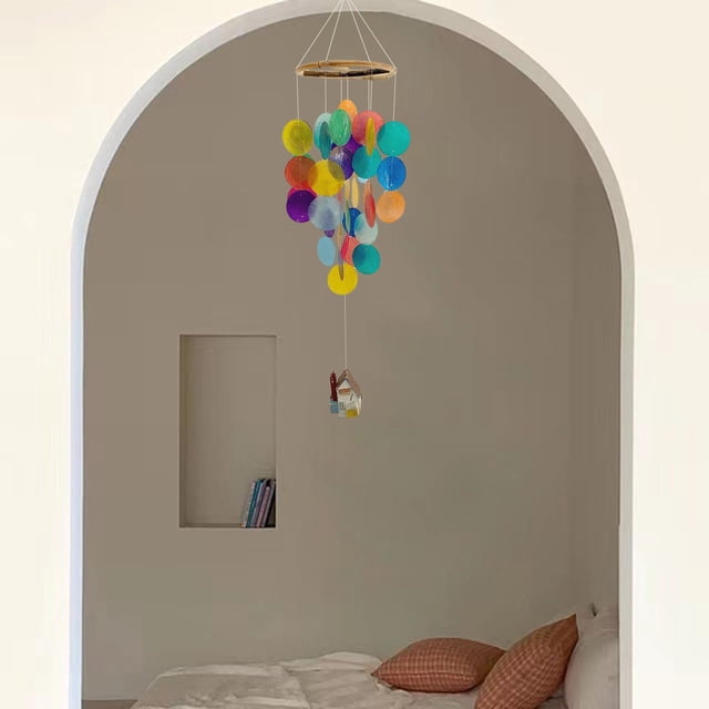Campanillas de concha Iris colgante de pared Natural Windchimes colgante artesanía decoración exterior jardín DYNWAVEMX Campanas de viento de Shell