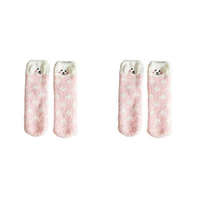 Transemion Bas de Noël Doux et Confortables à Pois Roses Chiot 2Ensemble