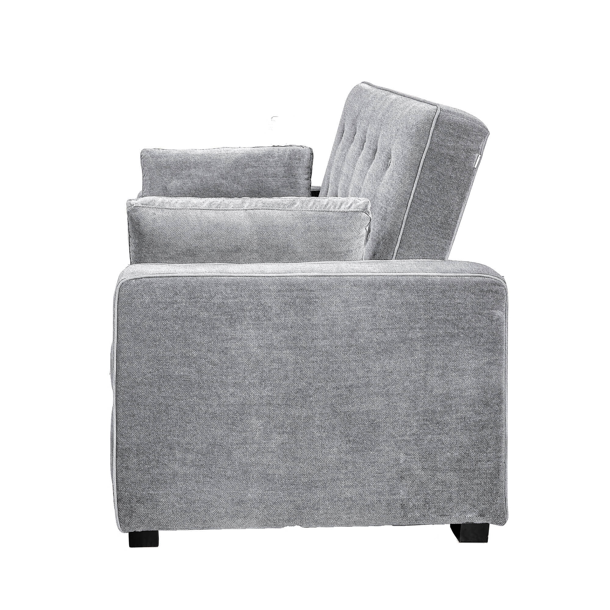 Serta Monroe Modern Convertible Loveseat with Full Size Sleeper, Light Gray Woven Fabric