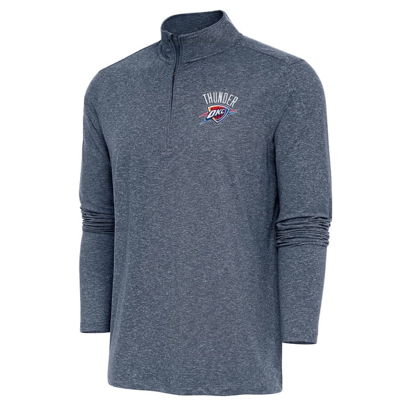 Men's Antigua Heather Navy Oklahoma City Thunder Hunk Quarter-Zip Pullover Top