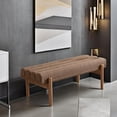 thumbnail image 5 of 47" Upholstered Entryway Bedroom Bench End of Bed, Modern Brown Chenille Tufted Bedroom Indoor Bench with Wood Natural Finish, Entry Ottoman Bench for Hallway Window Dining Living Room, 5 of 6