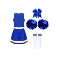 thumbnail image 2 of YiZYiF Ensemble de 5 Pcs pour Filles, Tenue de Cheerleading, Uniforme de Cheerleading Scolaire, Robe de Danse Musicale, Bleu 6, 2 of 5