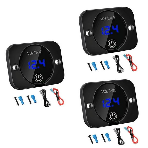 3X 12V Voltage Gauge with Switch Digital Display DC12V 24V Waterproof Voltmeter Panel for Boat Marine Truck ATV