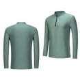 thumbnail image 5 of Handshe Men's Solid Color Sport Dry-Fit Half-Zip Long Sleeve Shirt with Stand Collar, Quick-Dry Athletic Top for Men, Workout Hiking Running Performance Apparel, 5 of 6