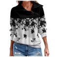 thumbnail image 2 of Pntutb Mujeres Moda Casual tops Manga Larga Impreso Cuello Alto Suelto Cremallera Pullover Sudaderas Pntutb Pntutb-276, 2 of 5
