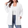 thumbnail image 3 of Cueply Women's Plus Size Open Front Cardigan Long Sleeve Ribbed Knit Lightweight Sweater Casual Outerwear with Pockets 1X-4X, 3 of 7