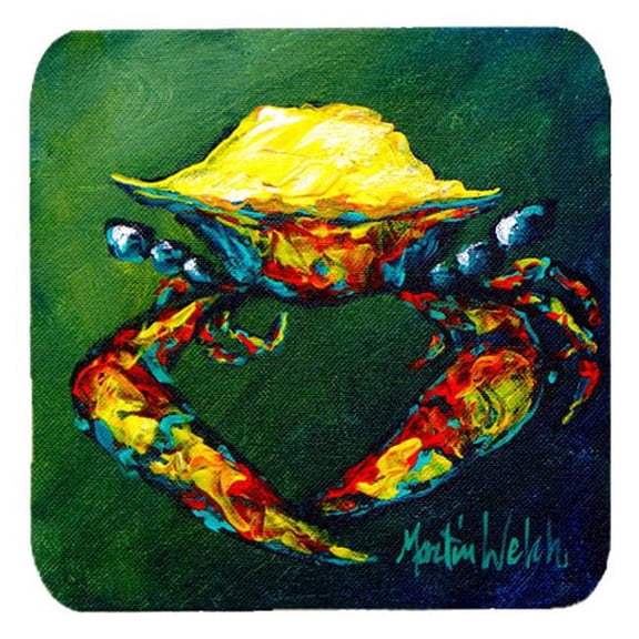 Crab Little Green Foam Coasters, Set Of 4