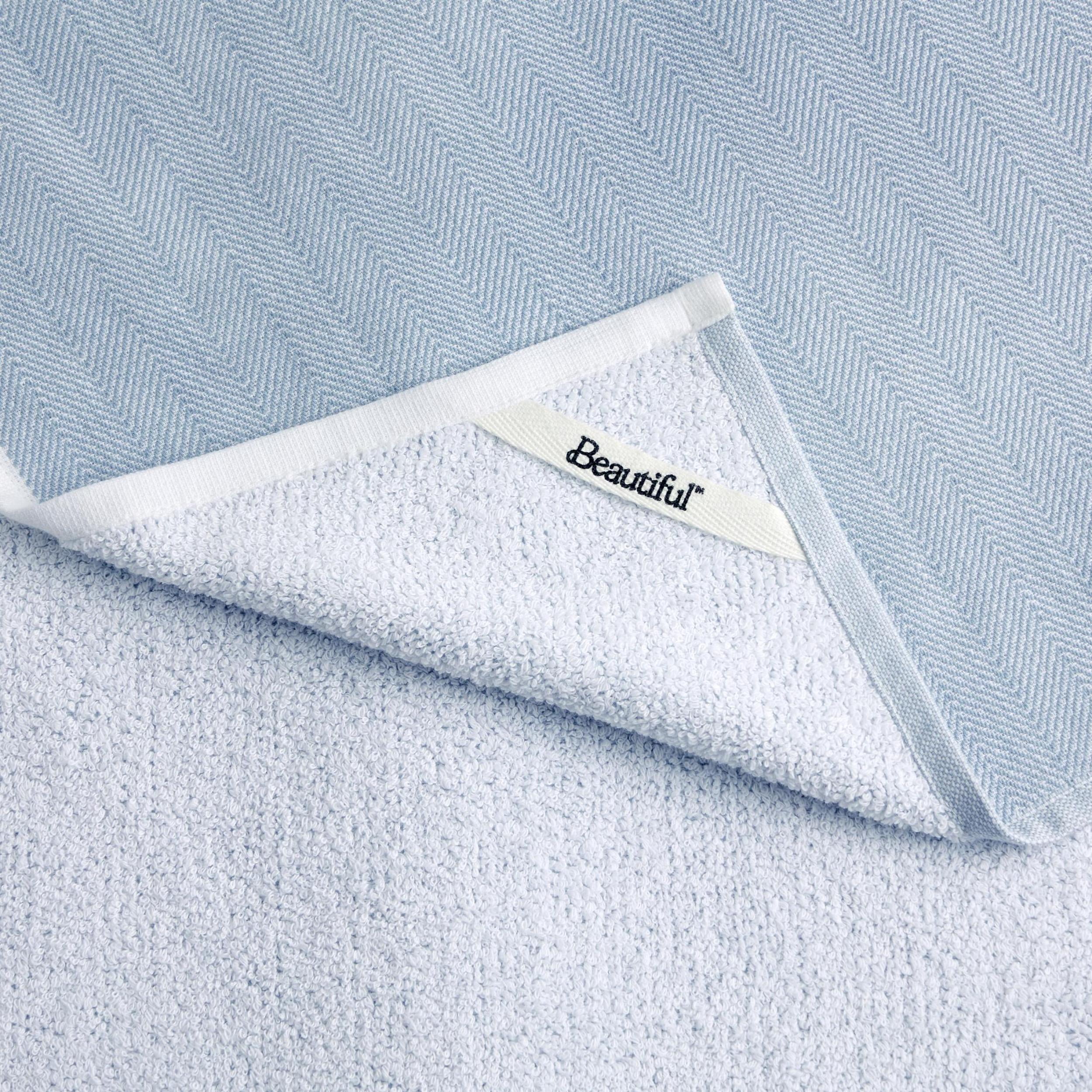 Beautiful Home by Drew Barrymore 2-Piece Yarn Dyed Kitchen Towel Set, Cornflower Blue, 20"W x 30"L