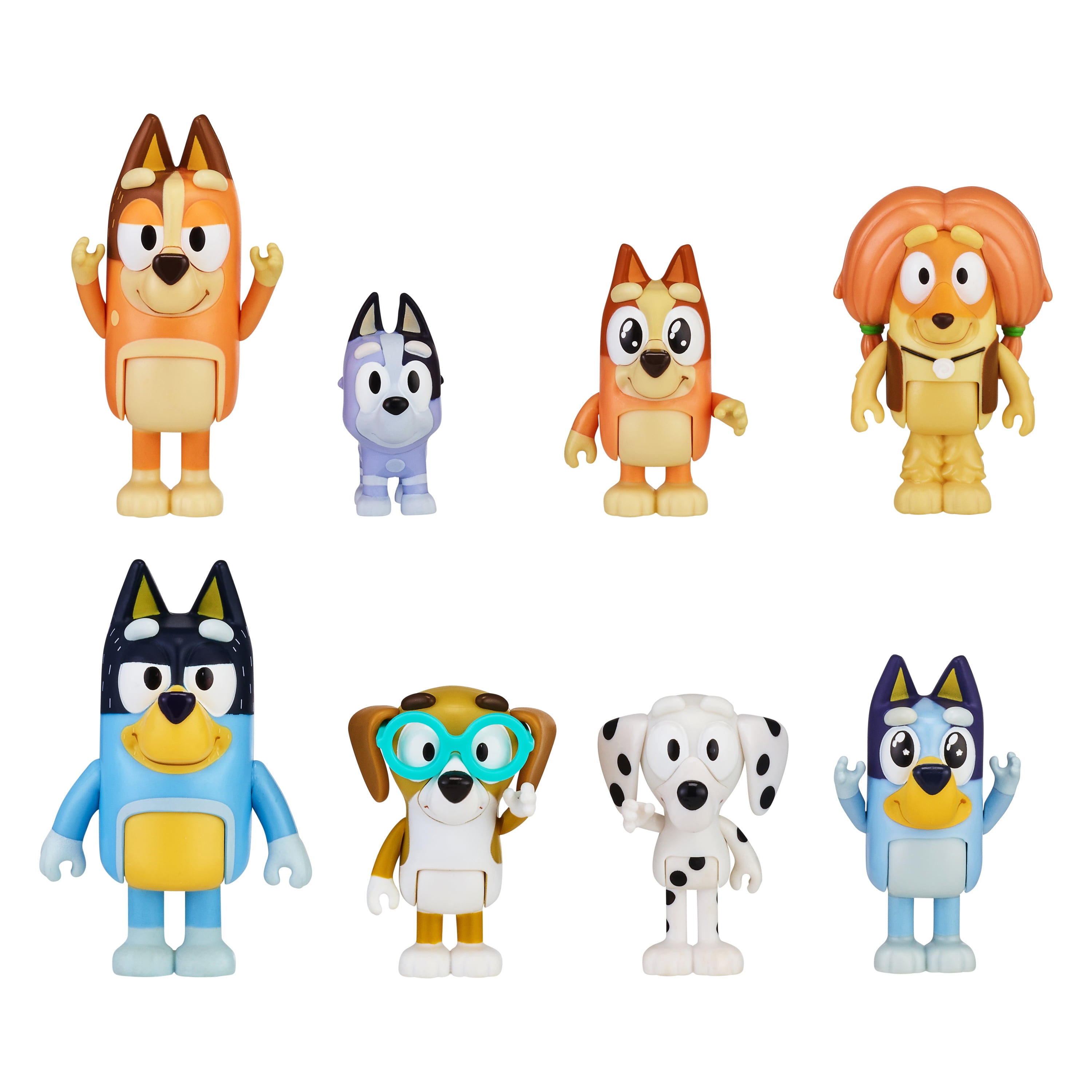 Bluey's Family and Friends - 8 Pack - 2.5-3" Bluey, Bingo, Chilli (Mum) and  Dad (Bandit), Honey, Socks, Chloe and Indy Figures - Walmart.com