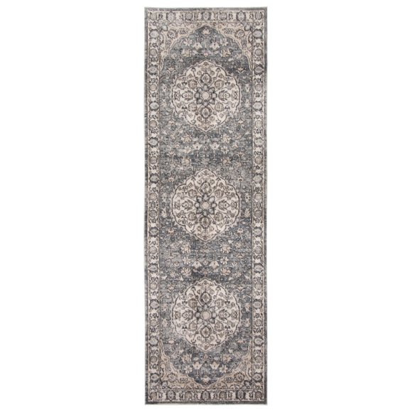 Oregon Tabriz Grey/Cream Polypropylene Rug 2'7" x 8'2"