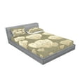 thumbnail image 2 of Ambesonne Floral Fitted Sheet & Pillow Sham Set, Blooms Essence Nature, Queen, Taupe, 2 of 2