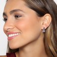 thumbnail image 2 of Aretes Ocean Heart OH15-386, baño de oro blanco con cristal en color morado. Ocean Heart OH15-386, 2 of 2