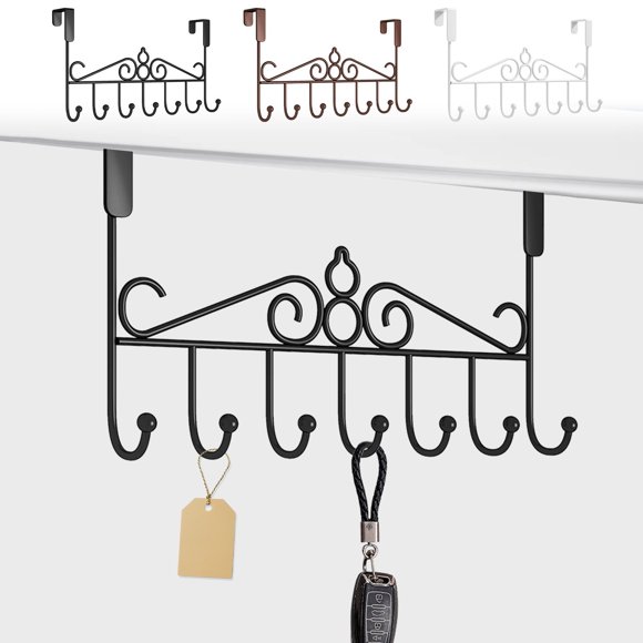 SSZMDLB 2 Pcs Crochets de Porte, Support de Suspension en Fer Robuste par-Dessus la Porte, Crochets Sans Perçage pour le Rangement des Vêtements, l'Organisation de la Garde-Robe de Chambre et de la Salle de Bain, Crochets derrière la Porte