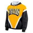 thumbnail image 2 of Women's WEAR by Erin Andrews Gold/Black Pittsburgh Steelers Retro Crinkle Full-Zip Hoodie Windbreaker, 2 of 5