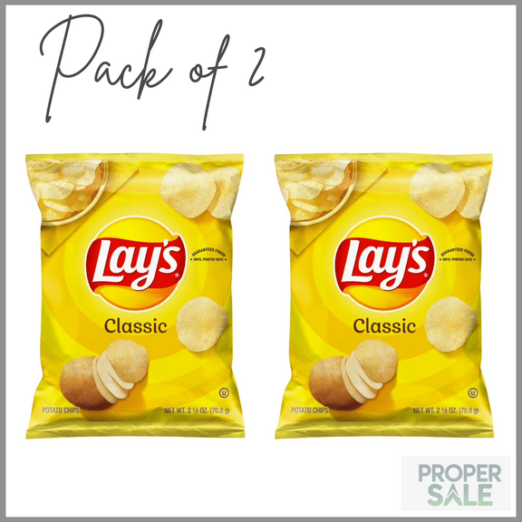 Lay's Classic Potato Chips Snacks, 2.5 oz Bag ( PACK OF 2 )