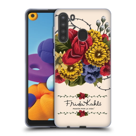 Head Case Designs Officially Licensed Frida Kahlo Red Florals Vine Soft Gel Case Compatible with Samsung Galaxy A21 (2020)