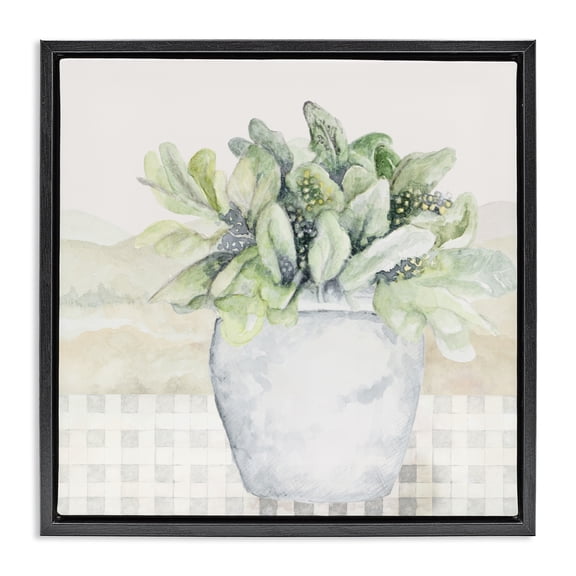 Stupell Industries Potted Farm Herbs Arrangement Black Framed Floater Canvas Wall Art, design by Janice Gaynor